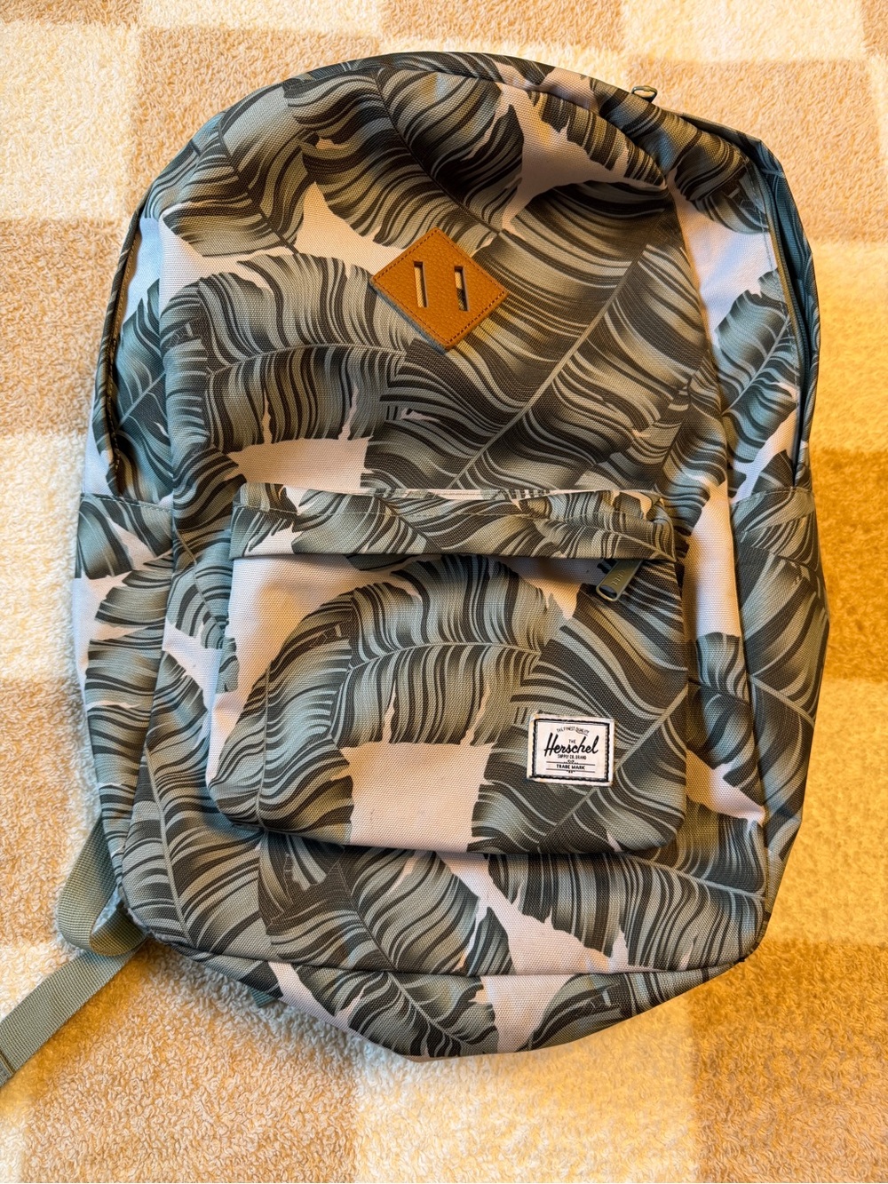 Herschel Supply Company Olive Green Leaf-Print Backpack